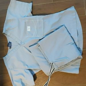 Blue Sky Grey Scrubs Set